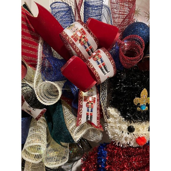 Handmade Christmas Holiday Tinsel Drummer Boy Prelit Door Wreath 26 in XLW11 - Picture 5 of 11